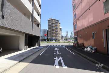 敷地南側の前面道路（西側から）
