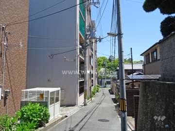 敷地南側の前面道路（西側から）