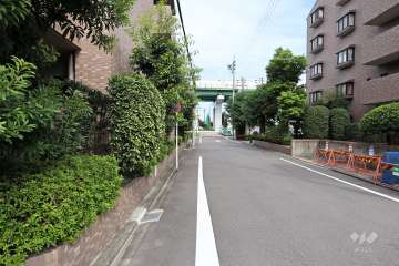 敷地東側の前面道路（南側から）
