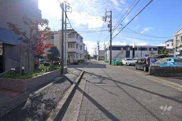 敷地西側の前面道路（北側から）