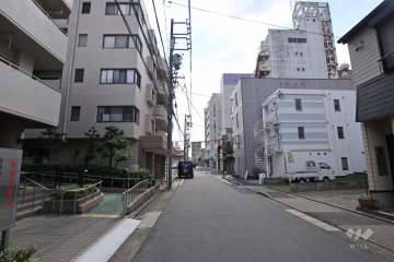 敷地西側の前面道路(北側から)