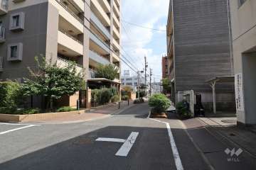 敷地南側の前面道路（西側から）