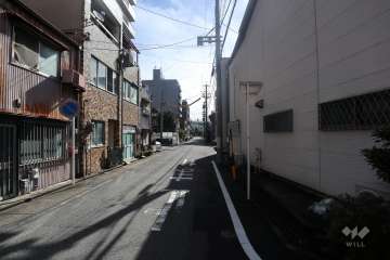 敷地南側の前面道路（西側から）