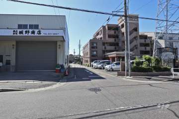 敷地東側の前面道路（北側から）