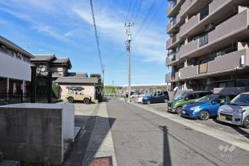 敷地南西側の前面道路(南東側から)