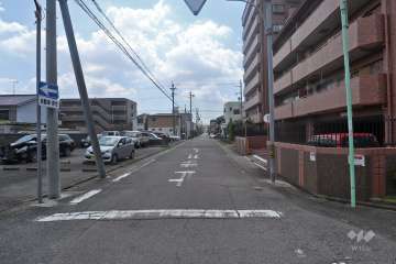 敷地東側の前面道路（北側から）