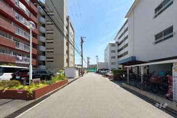 敷地南側の前面道路（西側から）