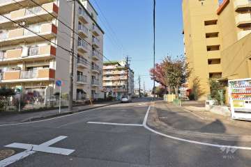 敷地東側の前面道路（南側から）