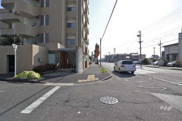 敷地西側の前面道路（北側から）