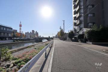 敷地東側の前面道路（北側から）