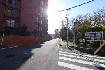 敷地西側の前面道路