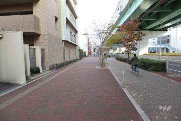 敷地東側には片側三車線の幹線道路が通っています。