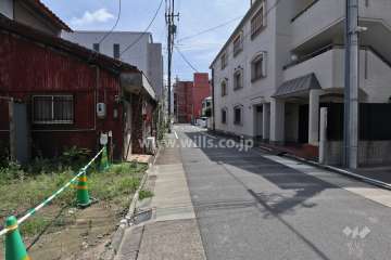 敷地東側の前面道路（北側から）