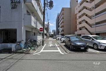 敷地南側の前面道路（西側から）