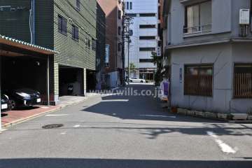 敷地西側の前面道路(北側から)