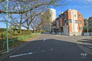 敷地北東側の前面道路(北西側から)