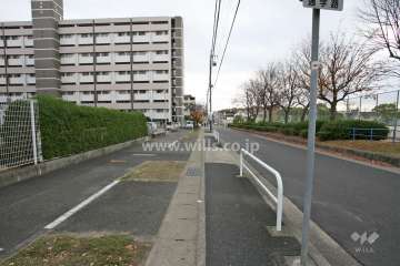 敷地西側の前面道路（北側から）