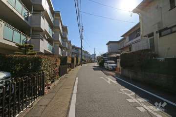 敷地南側の前面道路（西側から）
