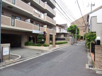 敷地の前面道路。突き当たりは文化会館メイシアターです。