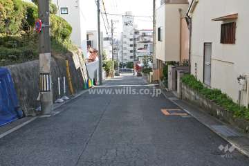 敷地南西側の前面道路(北西側から)