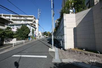 敷地北西側の前面道路(南西側から)