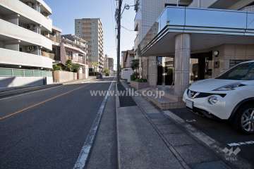 敷地北東側の前面道路（北西側から）