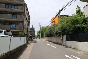 敷地東側の前面道路（南側から）