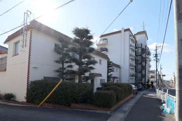 弥生ケ岡マンションの外観（北東側から）