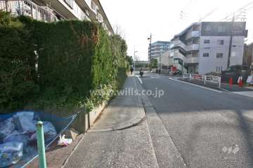 敷地南側の前面道路(西側から)