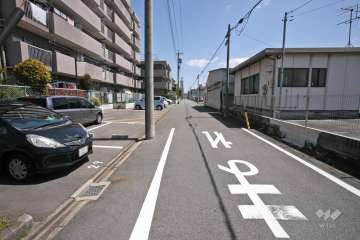 敷地南側の前面道路(西側から)