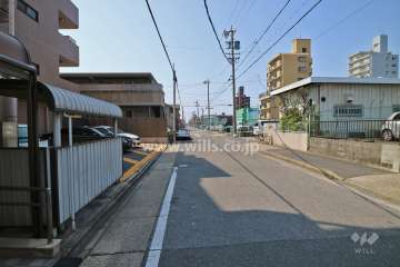 敷地西側の前面道路(北側から)