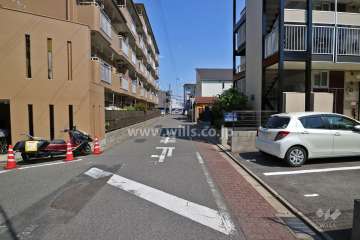 敷地南側の前面道路(西側から)