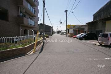 敷地西側の前面道路(北側から)
