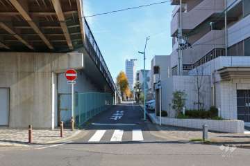 敷地南側の前面道路（西側から）