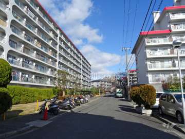 敷地北西側の前面道路（南西側から）