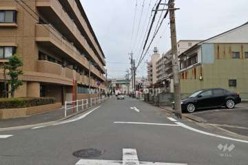 敷地南側の前面道路（西側から）