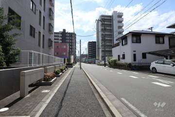 敷地西側の前面道路（北側から）