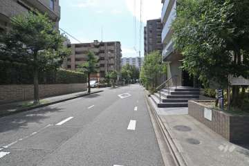 敷地東側の前面道路（北側から）