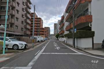 敷地東側の前面道路（北側から）