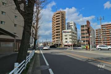 敷地北東側の前面道路（南東側から）