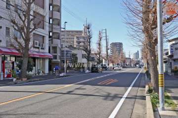 敷地北東側の前面道路（南東側から)