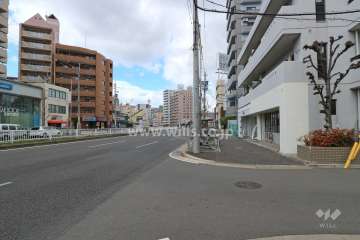 敷地南西側の前面道路（南東側から）