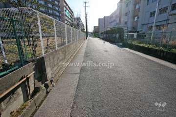 敷地南側の前面道路（西側から）