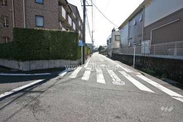 敷地南西側の前面道路(北西側から)