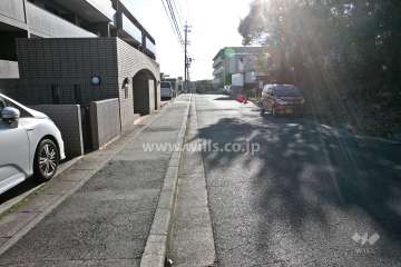 敷地西側の前面道路(北側から)