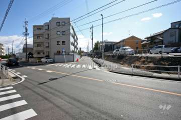 敷地南西側の前面道路（北西側から）