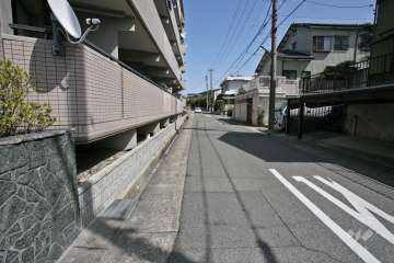 敷地南側の前面道路（西側から）