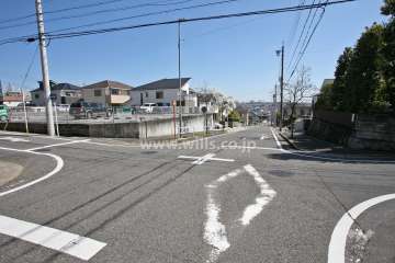 敷地南西側の前面道路(北西側から)