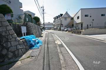 敷地西側の前面道路(北側から)