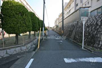 敷地北側の前面道路（西側から）